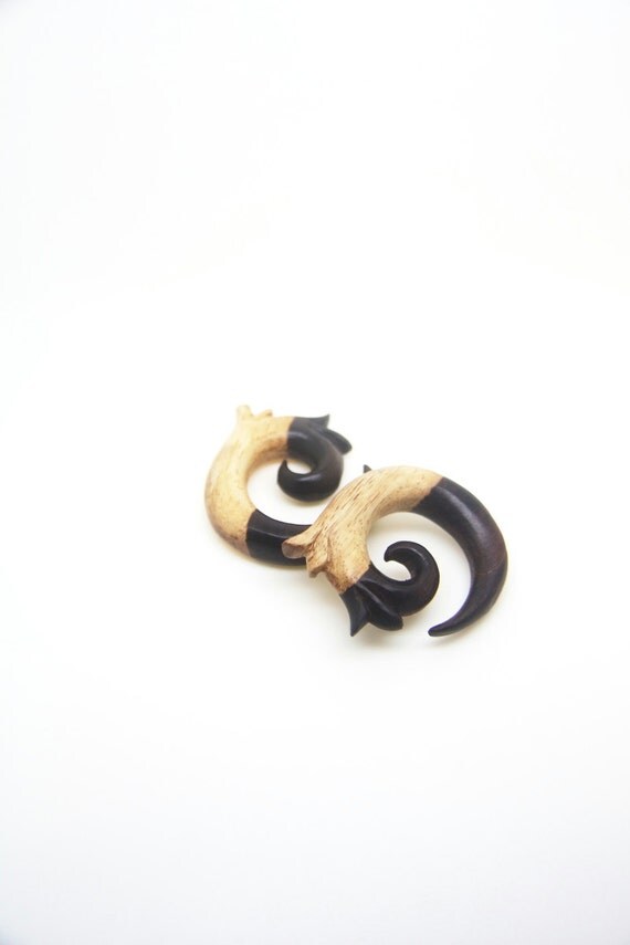 0g 00g Gauges Multi Color Tribal Spiral Multi Gauge Size Wood