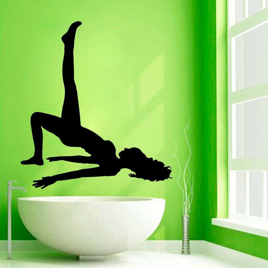 Sport Wall Decals Girl Pilates Yoga Decal Gym Wall Decor