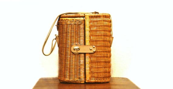 wicker wine tote