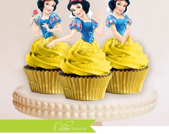 Snow White Cupcake Toppers, Princess Snow White, Disney Princess, Snow White Birthday, Snow White Party, Snow White Cake Topper, Decoration