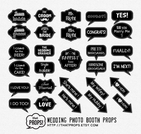 Wedding Photobooth Props Speech Bubbles Digital by thatProps