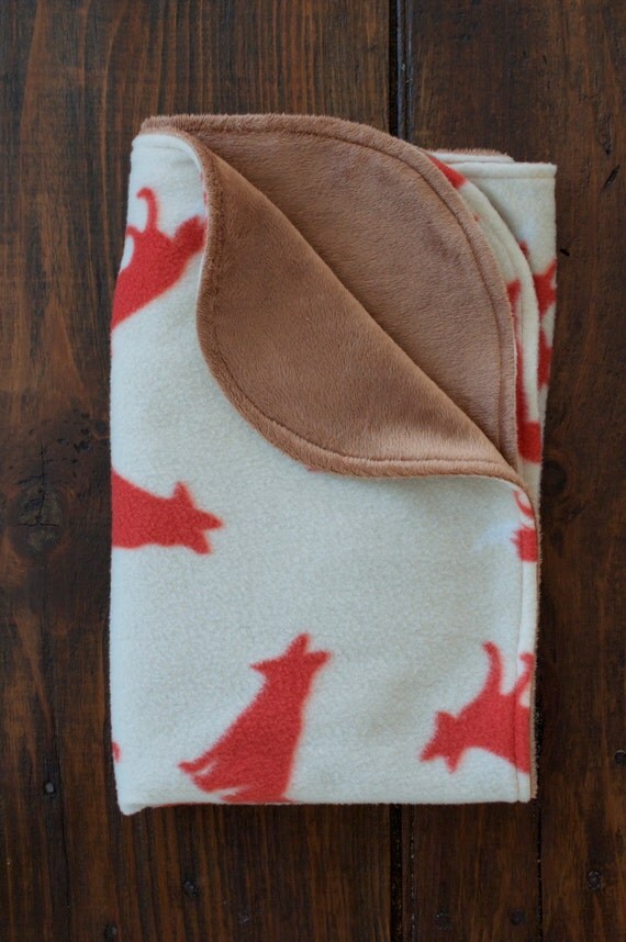 Fox Baby Blanket & Camel Brown Fur / Fox Baby Bedding by Weepeetz