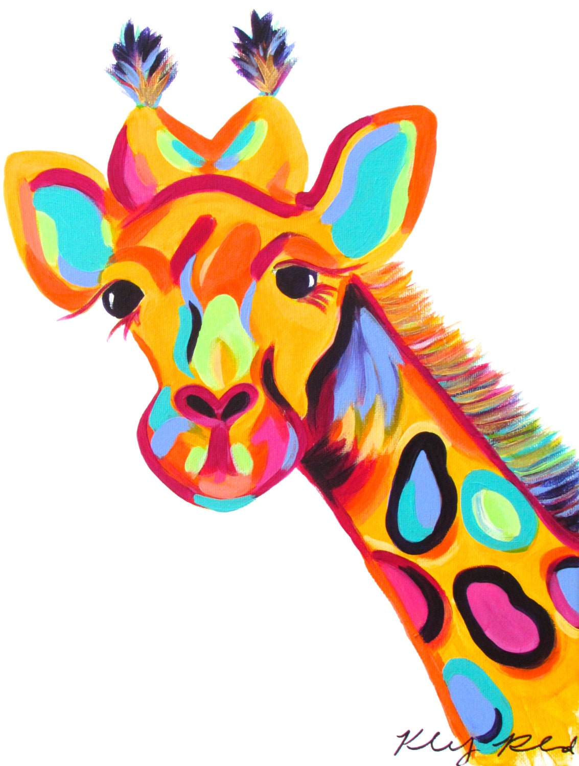 Colorful Giraffe Painting 1216 by Kelsey Rowland original