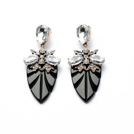 Black Onyx Diamond Statement Earrings by ShopTheJewelBar