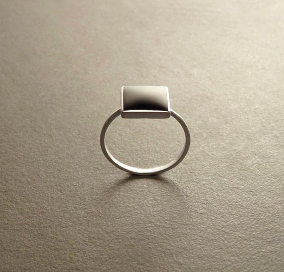 Stacking Ring Sterling Ring Square Ring Black Onyx Ring