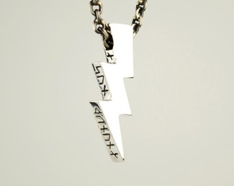 Bolt Necklace Jewelry Solid Sterling Silver Pendant with Handmade Chain Fashion Bohemian Jewelry - FPE013