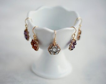 CRYSTAL DROP EARRINGS / gold and crystal earrings / bridesmaid gift jewelry / wishpiece