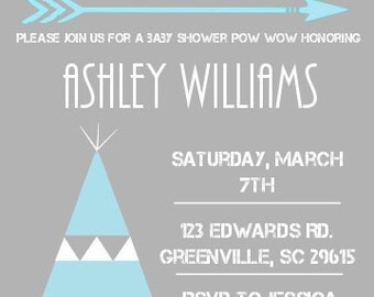 Printable tribal baby boy shower invitation