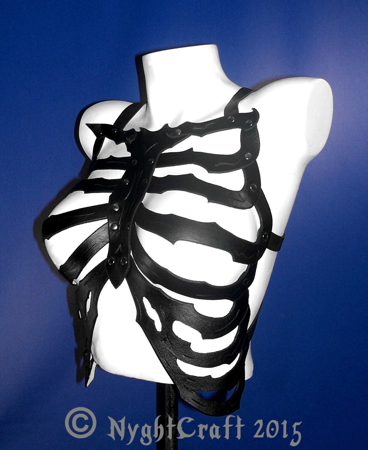 Black Leather SkeleTop Wearable Rib Cage by NyghtCraft