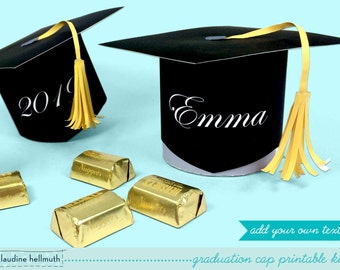 graduation cap - favor box holds candy, gift cards and treats party printable PDF kit - INSTANT download