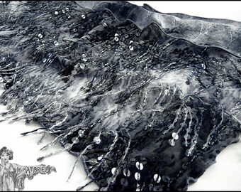 Sparkling Variegated Grey Stormy Weather Shawl by Kambriel - Brand New & Ready to Ship!