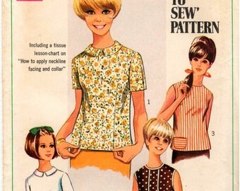 Vintage UNCUT Simplicity Pattern 7457 - Misses Simple-to-Sew Blouse - A How-to-Sew Pattern - Size 12