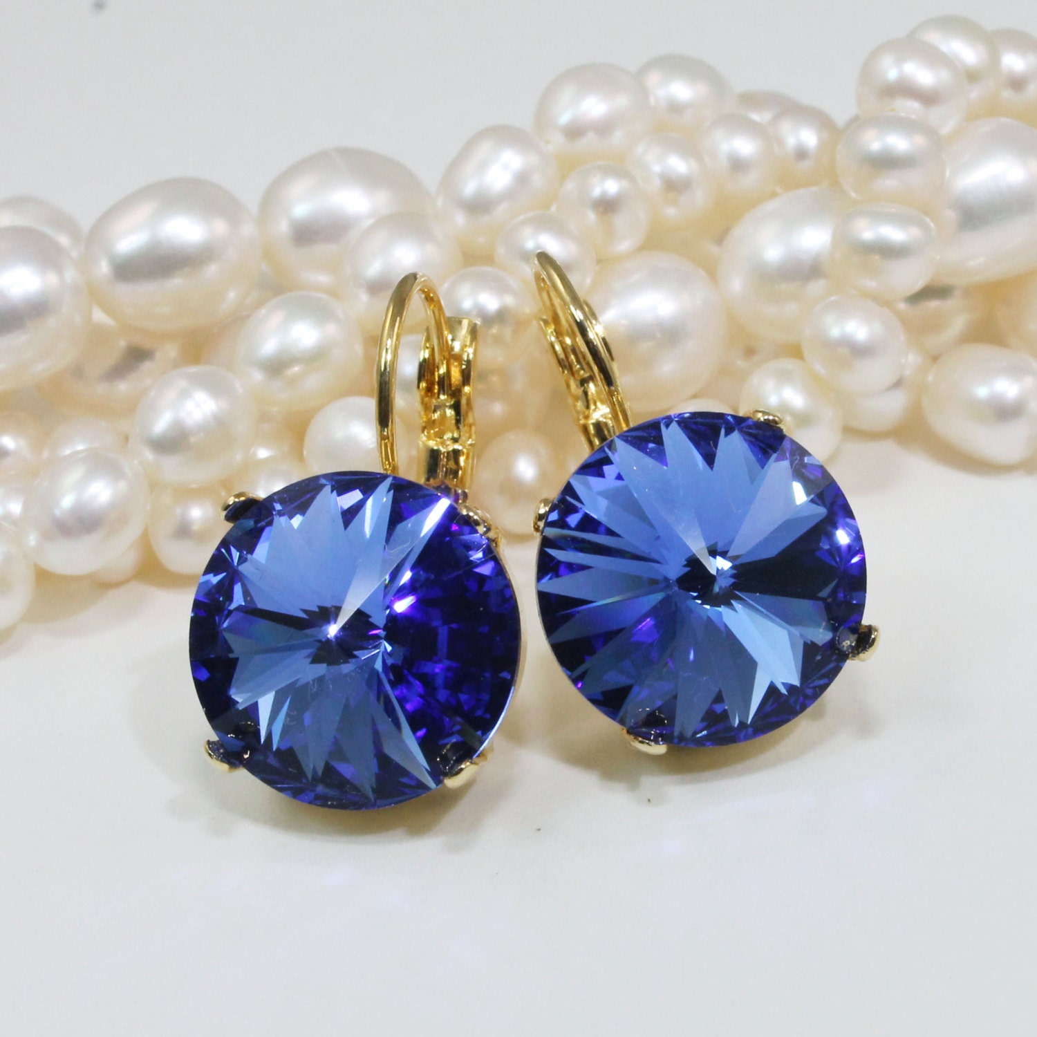 Sapphire Blue Earrings Royal Blue Swarovski Crystal drop