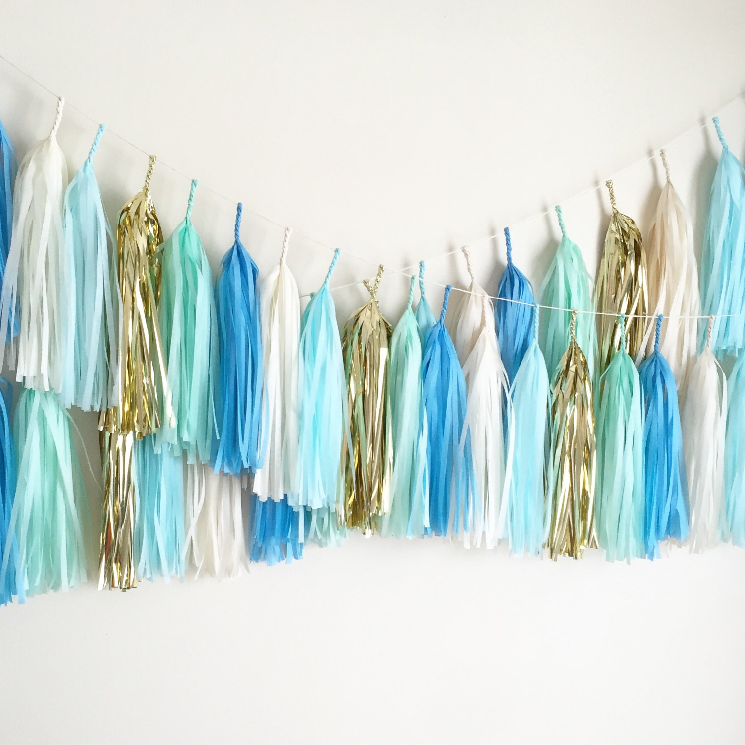 Baby Love Blue Tassel Garland. Tissue Paper Garland. Boy