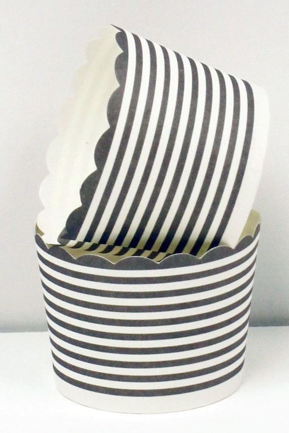 Cupcake Paper Bake Cups, Grey Circle Striped Candy Nut Cup, Party Food