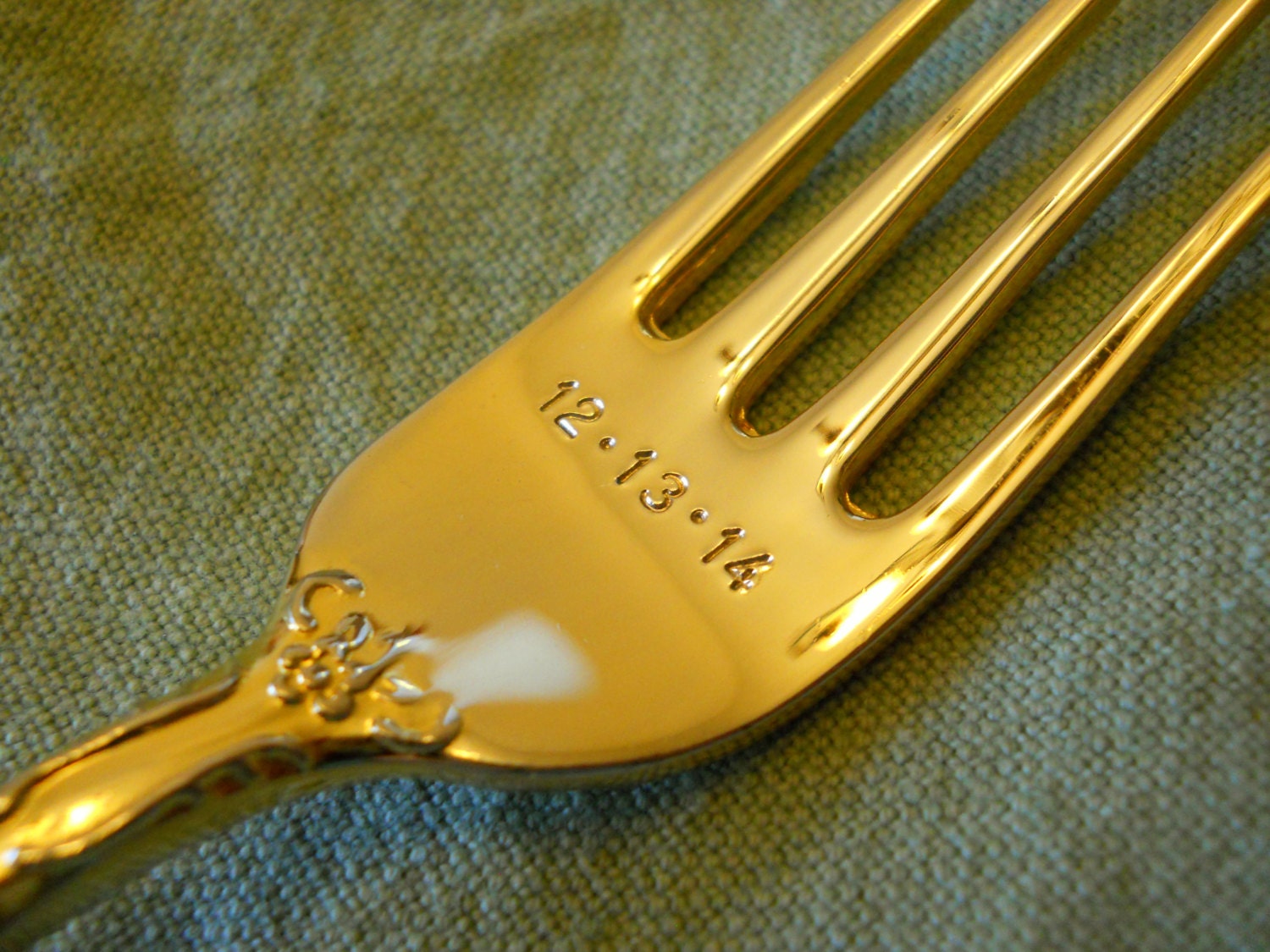 GOLD Wedding Cake Forks MR MRS Forks Wedding Date Option