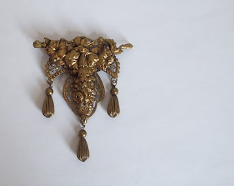 Antique metal brooch Style Metal Spec NY large oversized metal brooch 1930s excellent condition free shipping to USA
