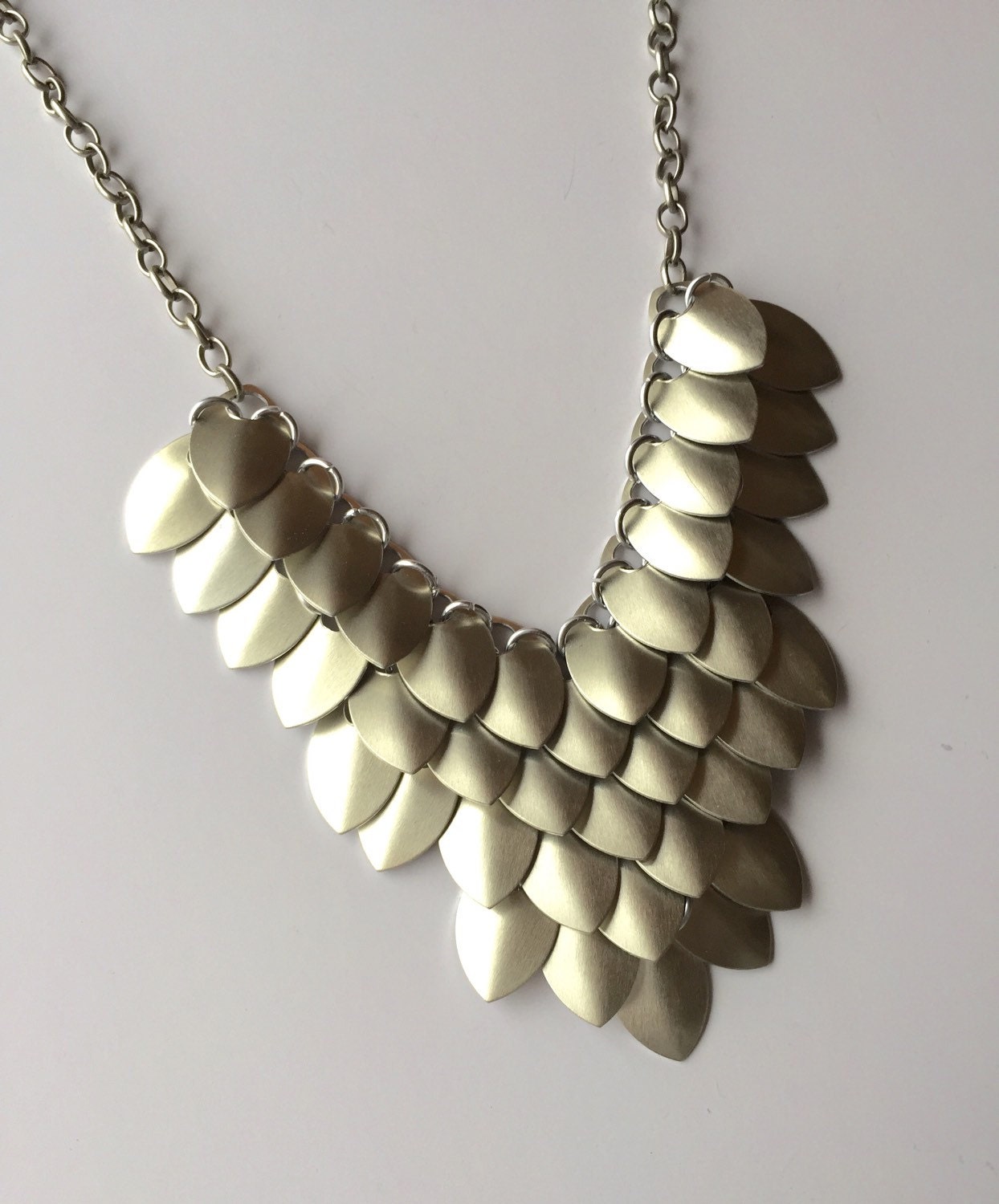 Silver Falcon necklace Scale maille chainmaille jewelry