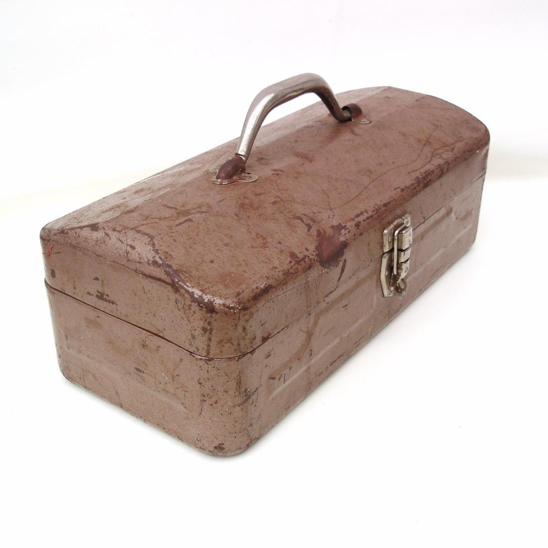 Vintage Tool Box Industrial Metal Storage Rustic Tackle