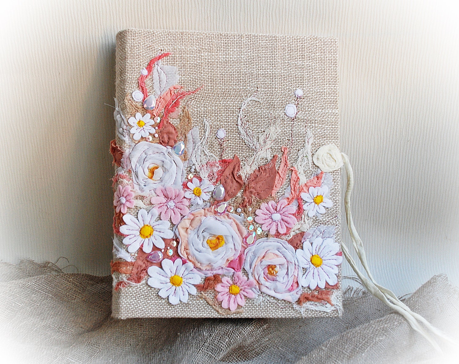Wedding photo album I Fabric Photo Album Rustic by Indrasideas
