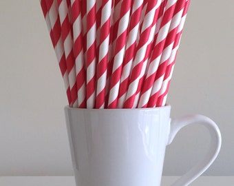 Red Paper Straws Red Striped Straws Party Supplies Party Decor Bar Cart Cake Pop Sticks Mason Jar Straws Party Graduation