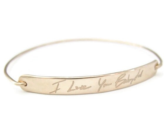 custom jewelry handwriting Gold Bracelet Loved Bangle Bracelet Keepsake Handwriting