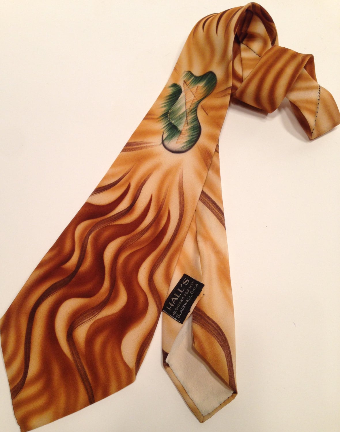 1940s Hand Painted Pleated Monogram Tie 国内配送 - www ...