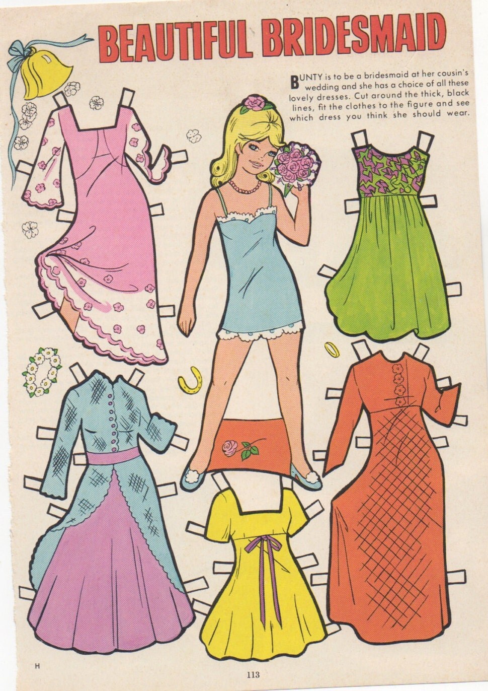 Vintage Paper Doll Bunty's cut out wardrobe BUNTY
