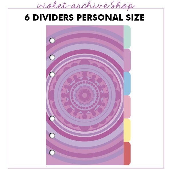 Dividers for Filofax Personal size with side tabs Bright