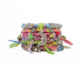 Hippie Bracelet - Bohemian Gypsy Cuff - Boho Bracelet Cuff - Ecofriendly Jewelry - Multicolor Stacking Bangles - Moon Bracelet - For Her