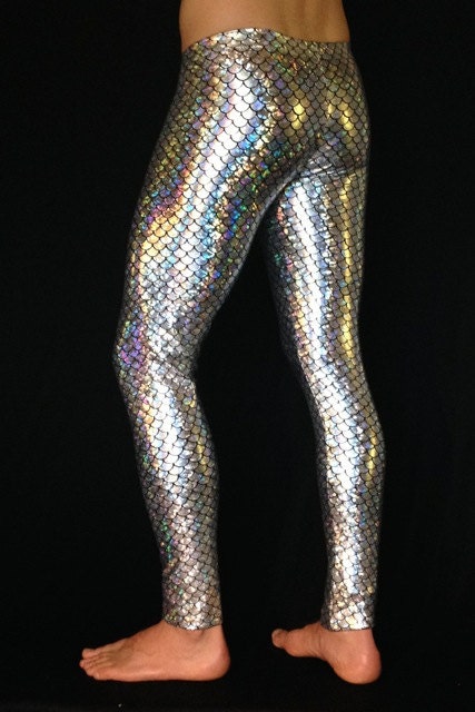 Silver Disco Fish // Men's Spandex Leggings // Meggings