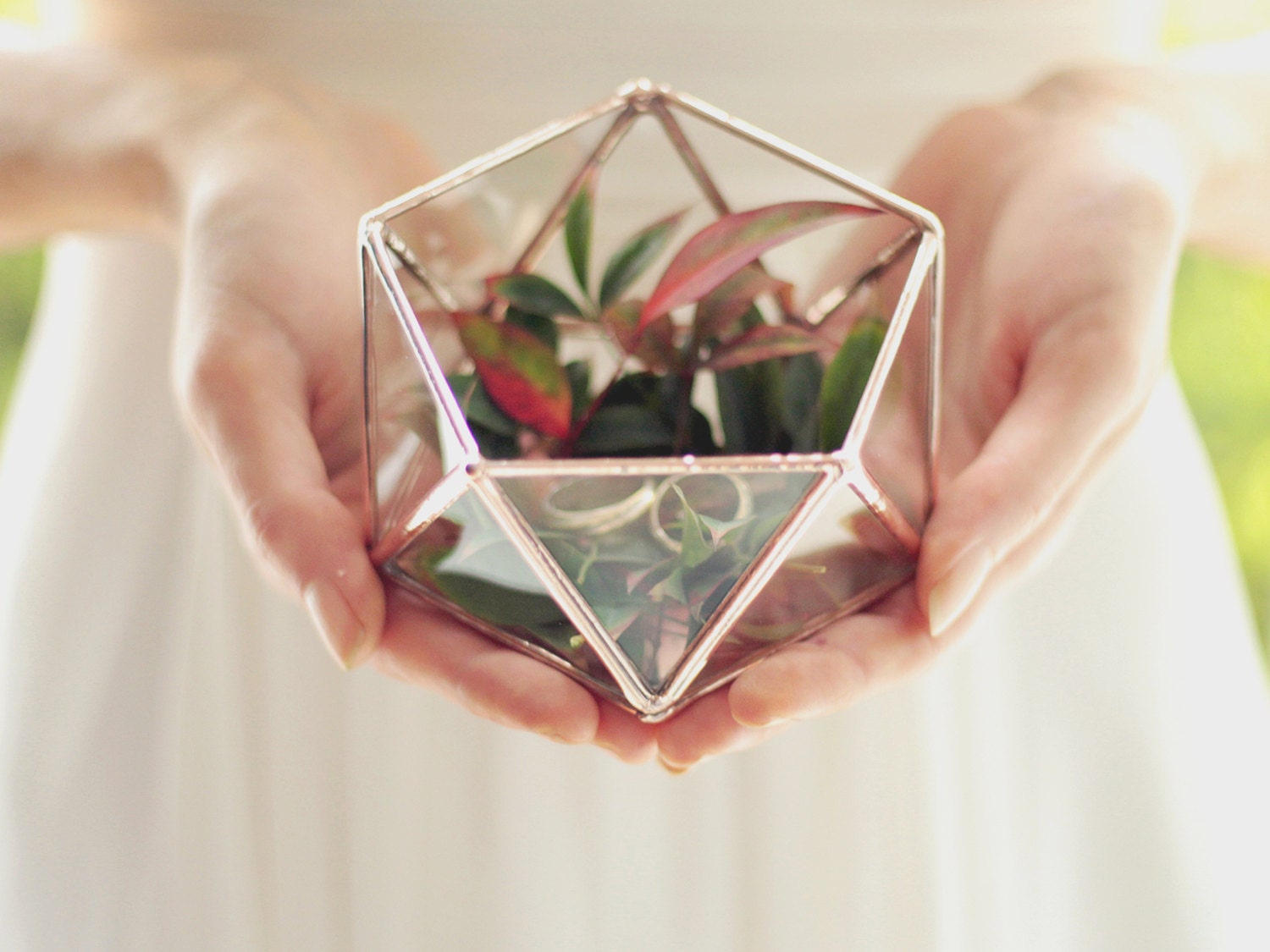 Mini Geometric Terrarium, Wedding Band Box, Ring Bearer Box, Ring Pillow, Wedding Ring Box, Glass Jewelry Box, Geometric Box, Icosahedron