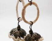 Rustic Earrings - Natural tones - Boho dangle earrings - Ivory