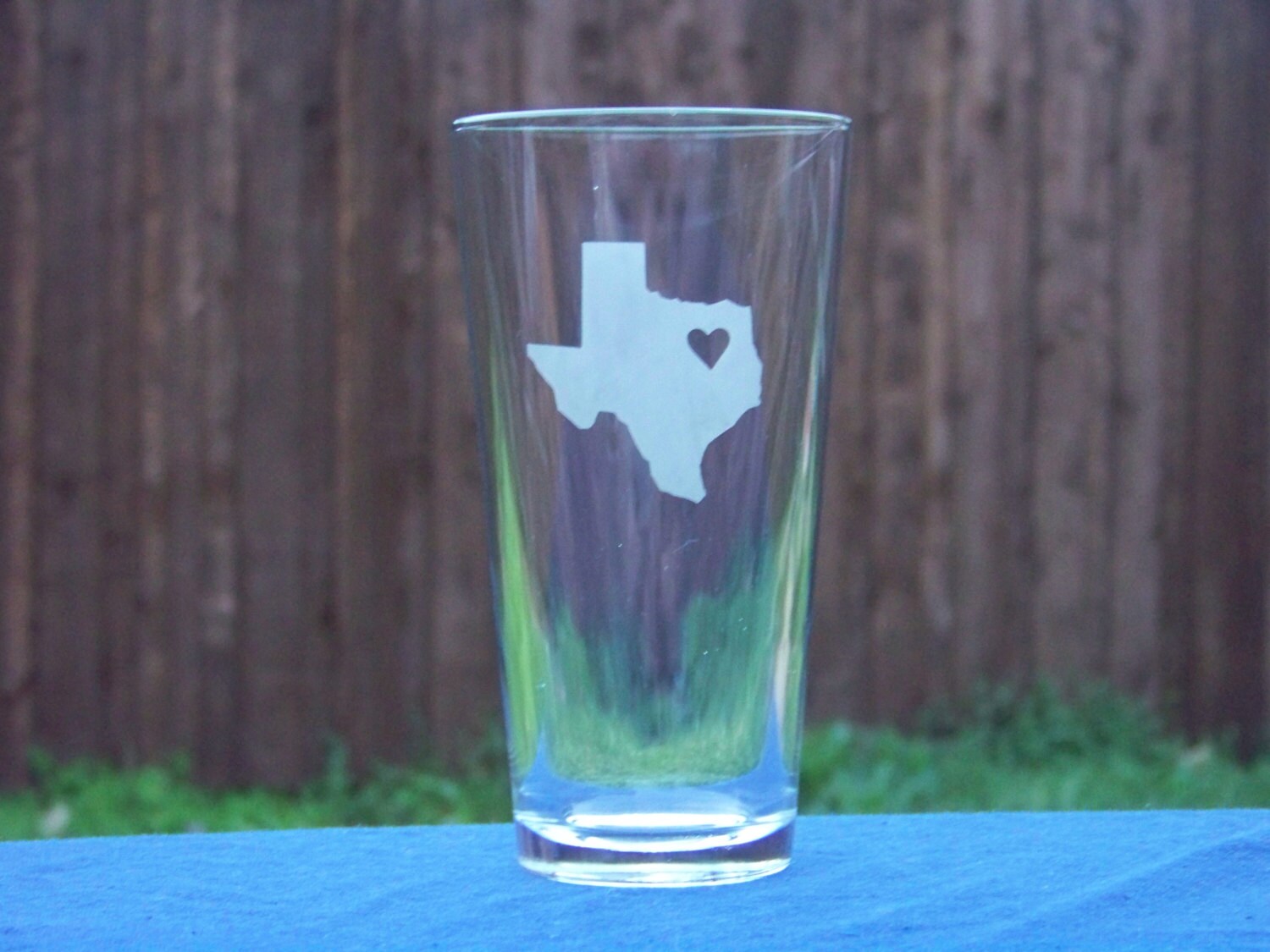 Texassized etched drinking glass Deep in the Heart of Texas