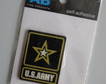 Enameled Metal Embellishment! New in Package! Amanda Blu Fine Products! Papercrafting! Mixed Media! US Army!