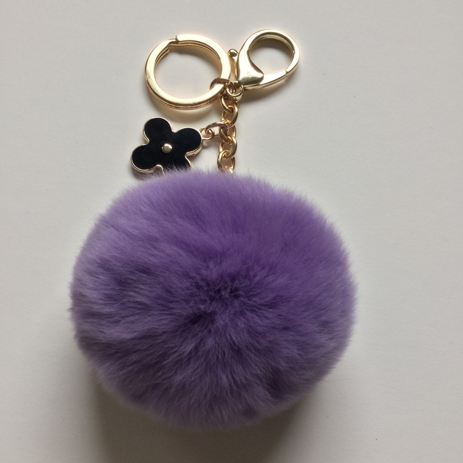 keychain pom pom purple REX pom by pom Rabbit pom keychain fur Purple YogaStudio55 pom