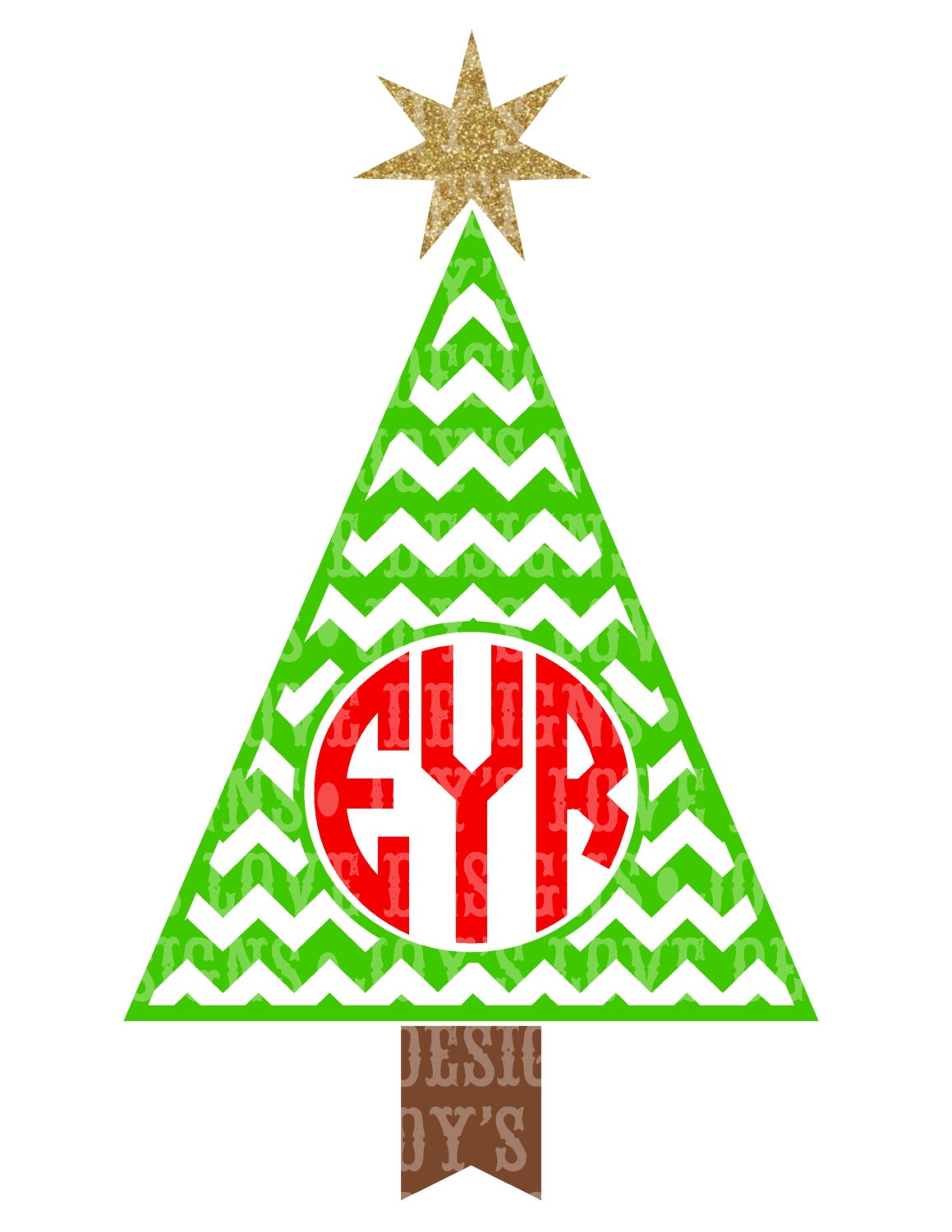 Download Chevron Monogram Christmas Tree SVG and DXF Digital Download
