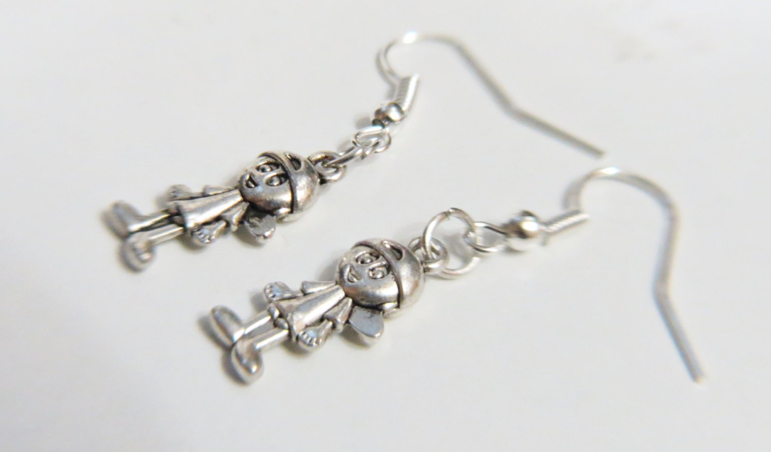 boy earrings Silver Boy Charm Earring Little boy by LeBuaJewelry