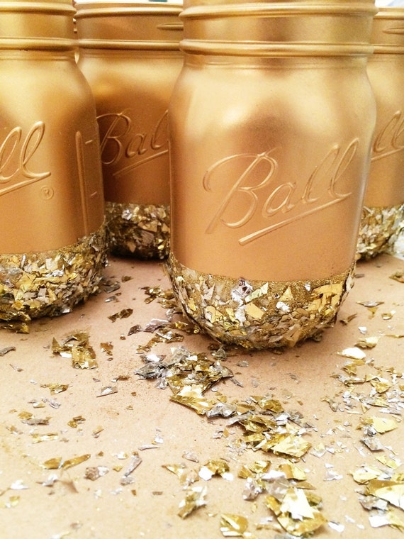 Gold and Glitter Mason Jar mason jars mason by UnpolishedandPretty