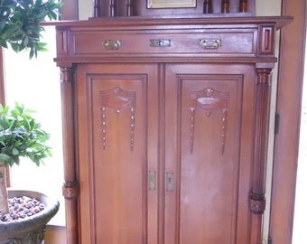 Antique Victorian Mahogany Linen Press