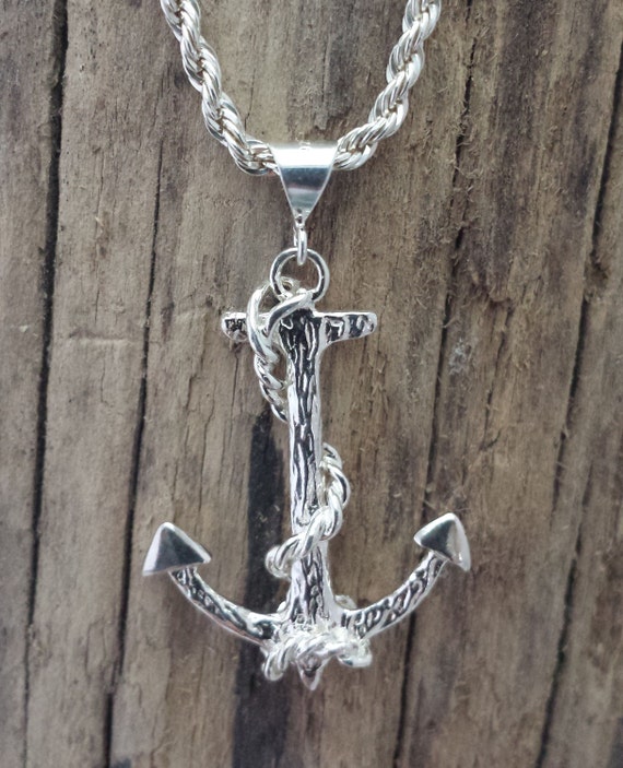 Sterling Silver Fouled Anchor Pendant on a 20 sterling