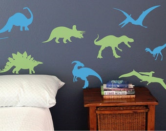 Set of 8 Dinosaurs, Fun dino wall decals