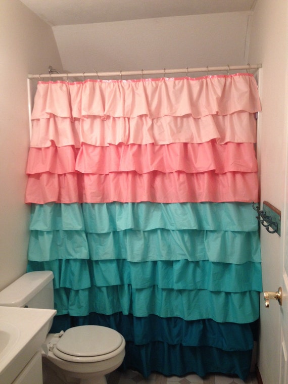 Coral And Blue Shower Curtain Black and Teal Curtains