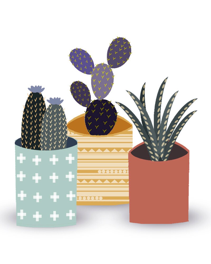 Cactus Art Modern Art Southwest Print by SundayMorningStudio