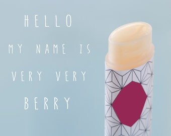Berry Natural Lip Balm, Very Very Berry, Vegan, fruit , one oval tube