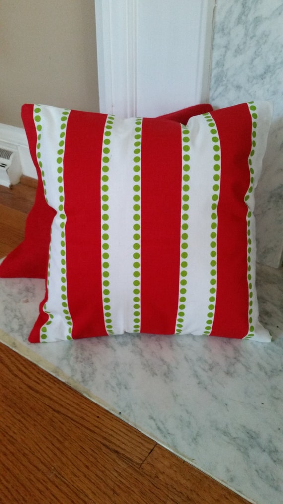 Pillow Cover with Velcro Closure Red and White Board Stripes