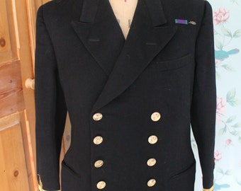 1950s naval double breasted wool jacket with colors and insignia by Gieves