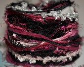 FIBERS, Yarn Fibers, Fringe Yarn, Black and Pink Fibers, Scrapbook fibers, Knitting Yarns, Crotchet Yarn, Scrapbook Fringe Active