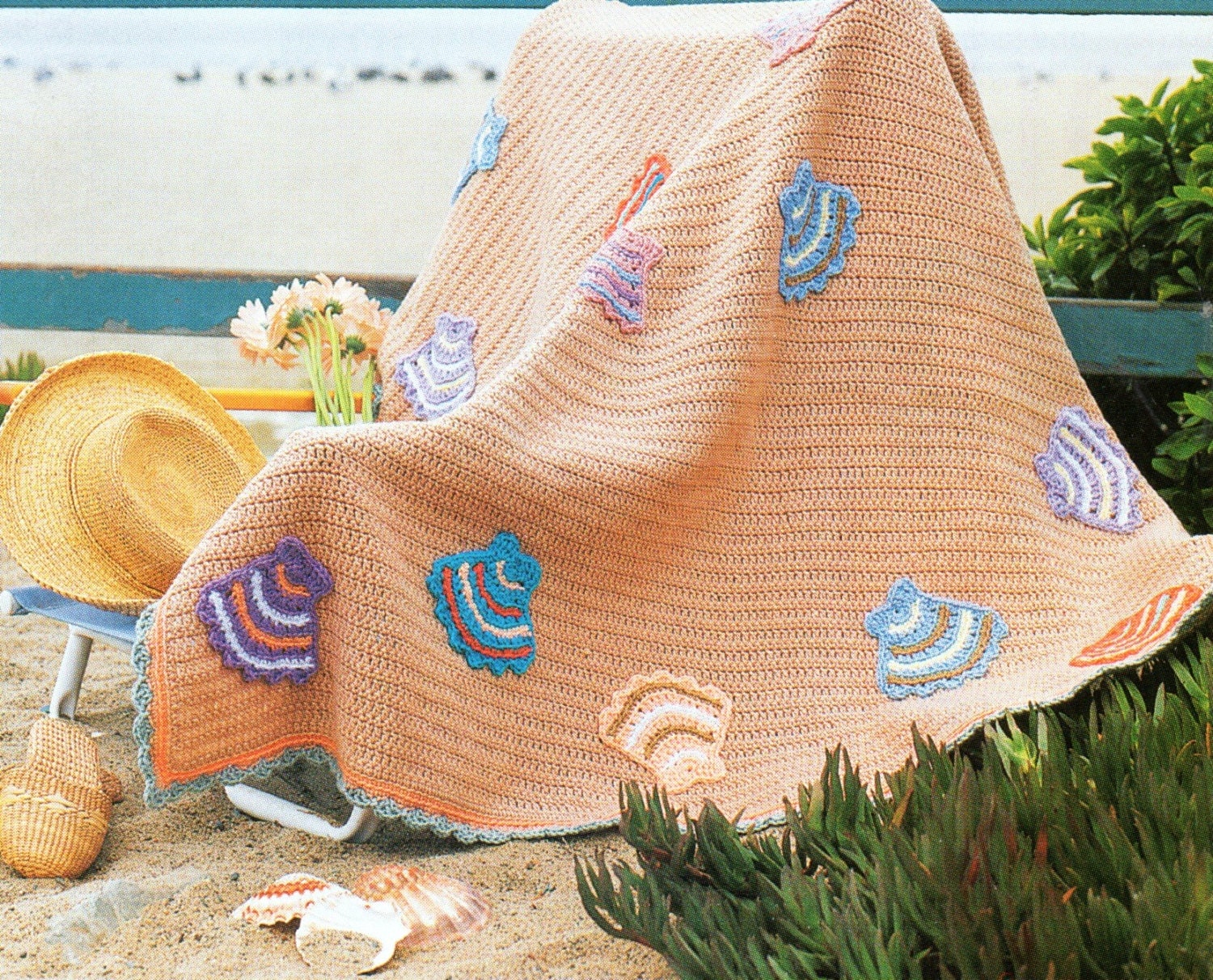 Seashells Beach Ocean Afghan Crochet Pattern Summer Ocean