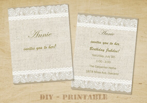 Birthday Invitation templates Rustic Burlap Birthday by WordCard